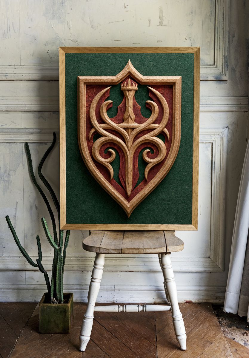 Ornate Crest Emblem Print. — room view 1