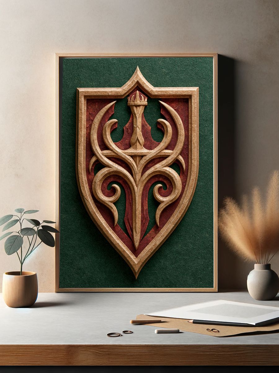 Ornate Crest Emblem Print. — room view 2