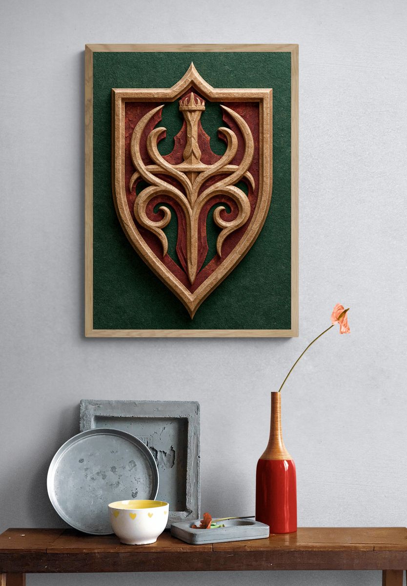 Ornate Crest Emblem Print. — room view 3