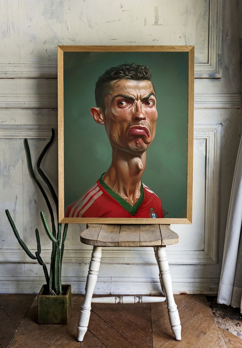 Cristiano Ronaldo Caricature Illustration Poster. room preview