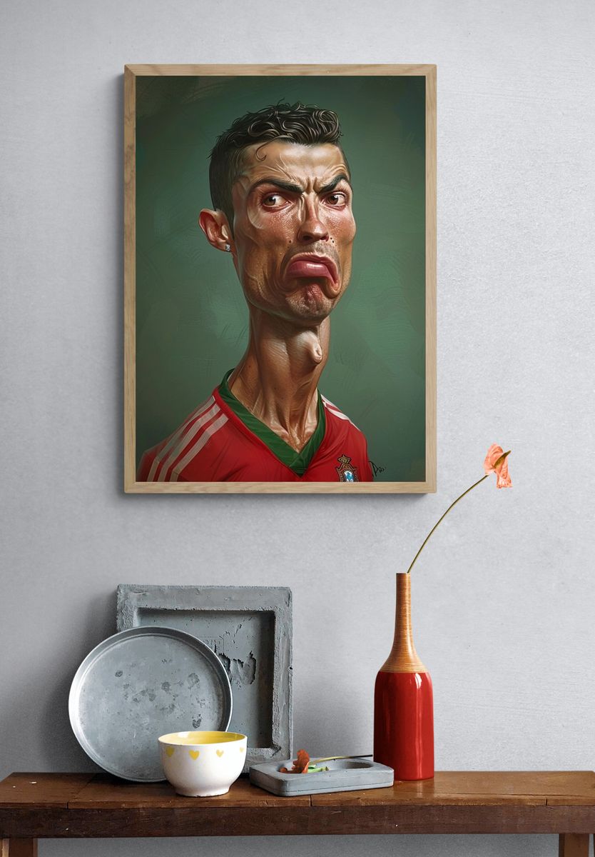 Cristiano Ronaldo Caricature Illustration Poster. — room view 3