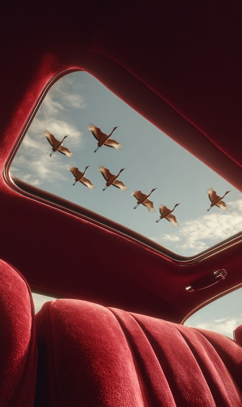 Cranes in Flight — Surreal Photography Poster. poster detail