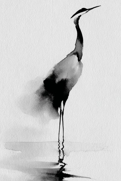 Crane Watercolor Print.