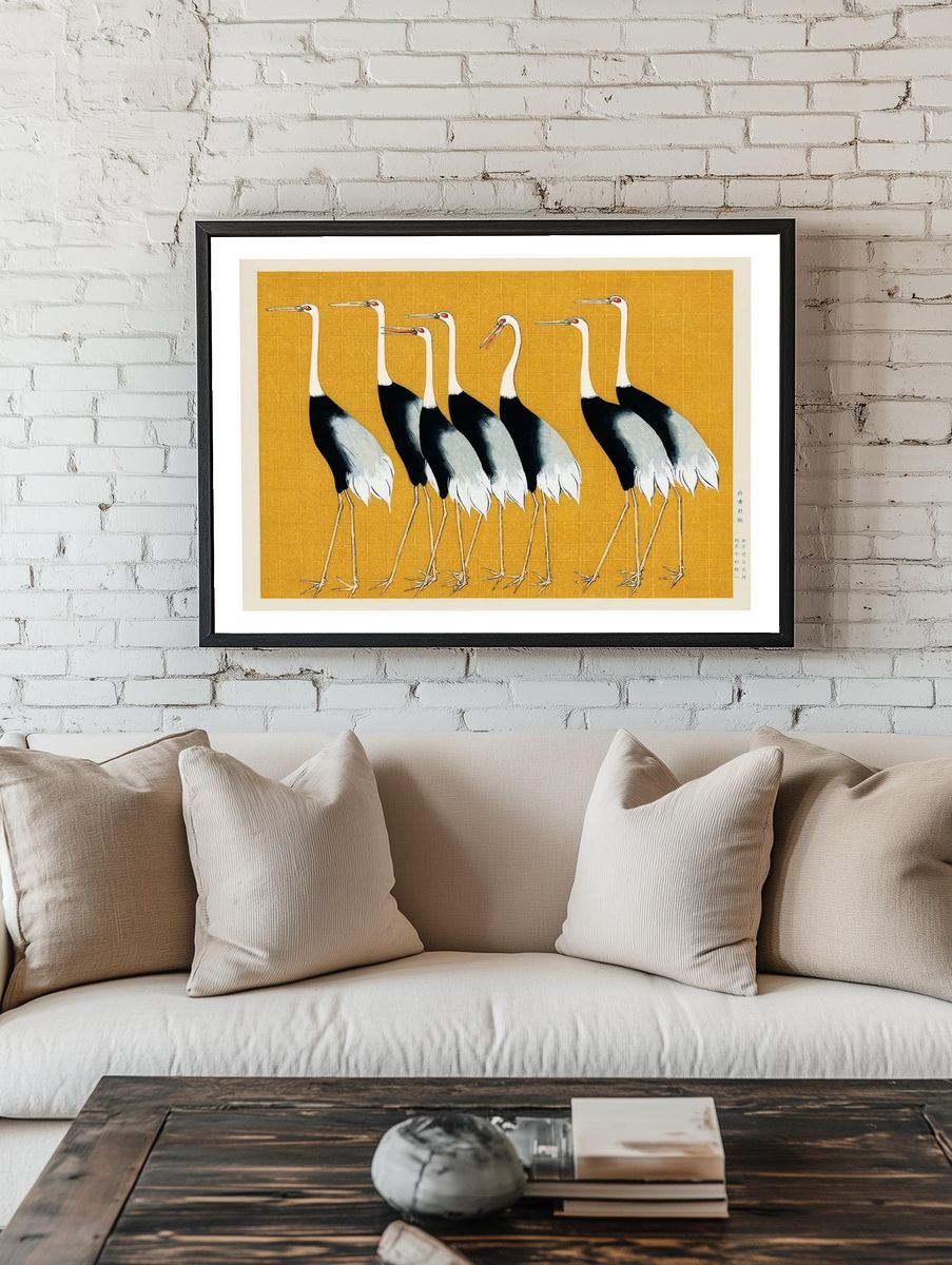 Flock Japanese red-crowned crane vintage. room preview