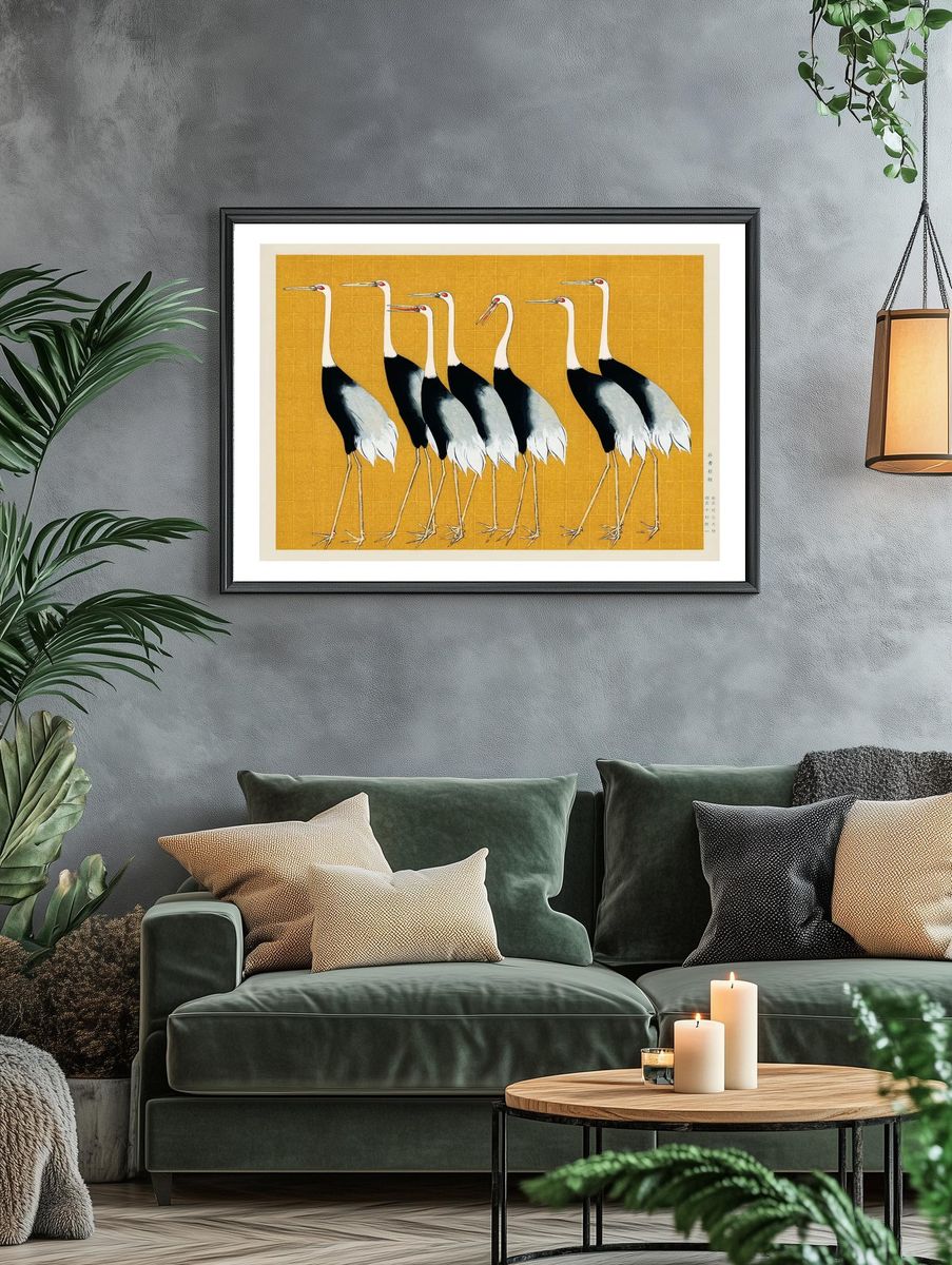 Flock Japanese red-crowned crane vintage. — room view 4
