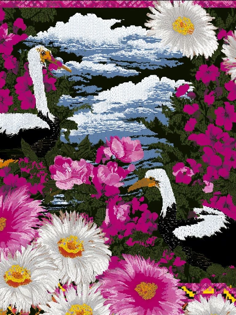 Crane and Daisy Garden Poster. poster — animals art