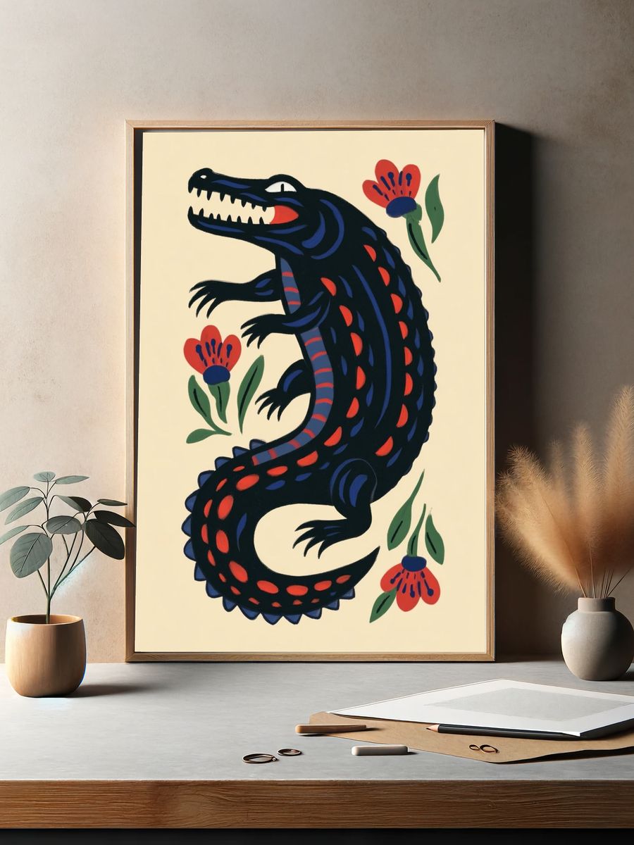 Colorful Crocodile Illustration Poster. — room view 2