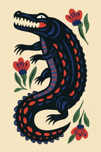 Colorful Crocodile Illustration Poster. poster
