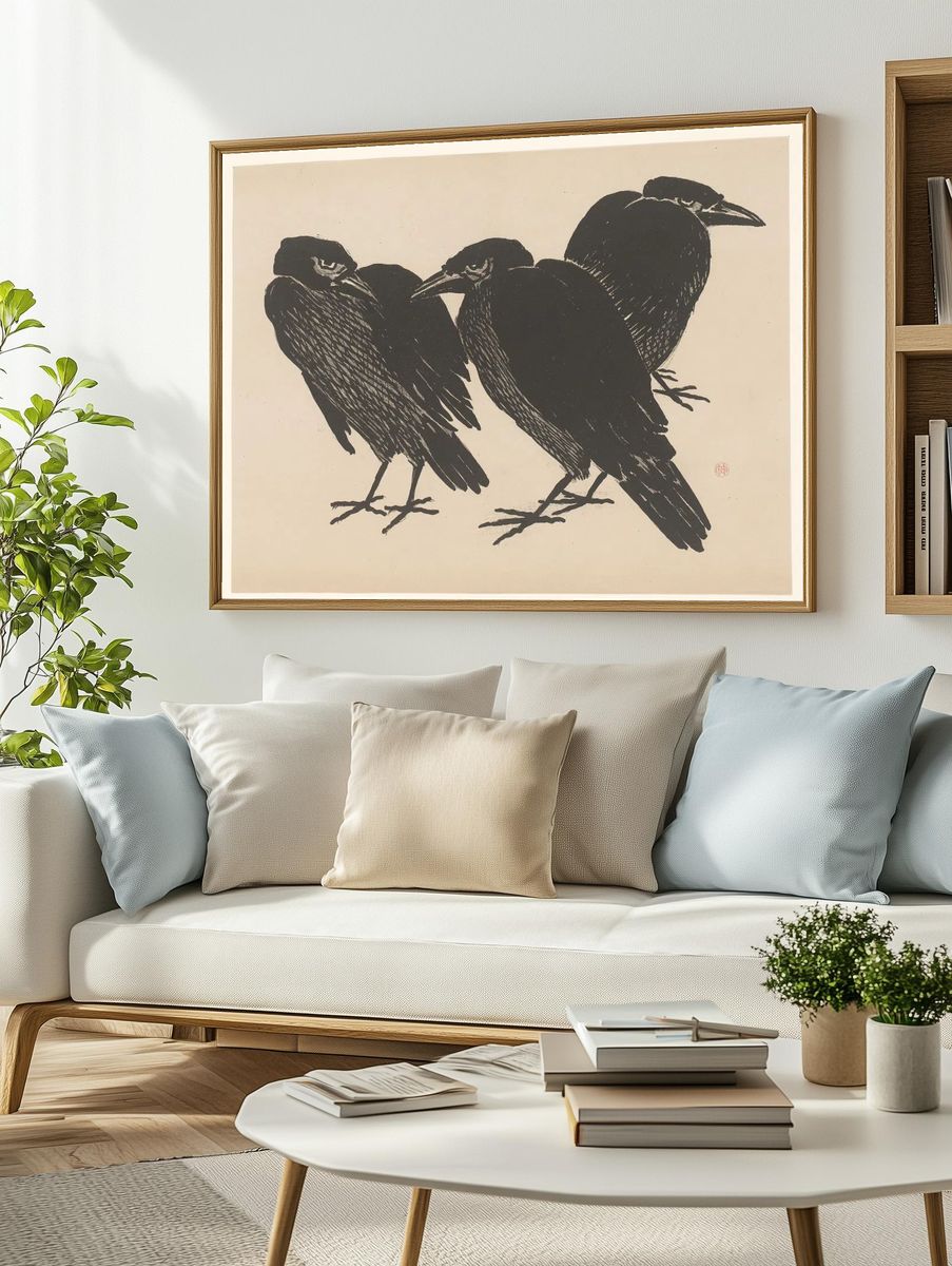 Three Crows — Illustration Print. — room view 2