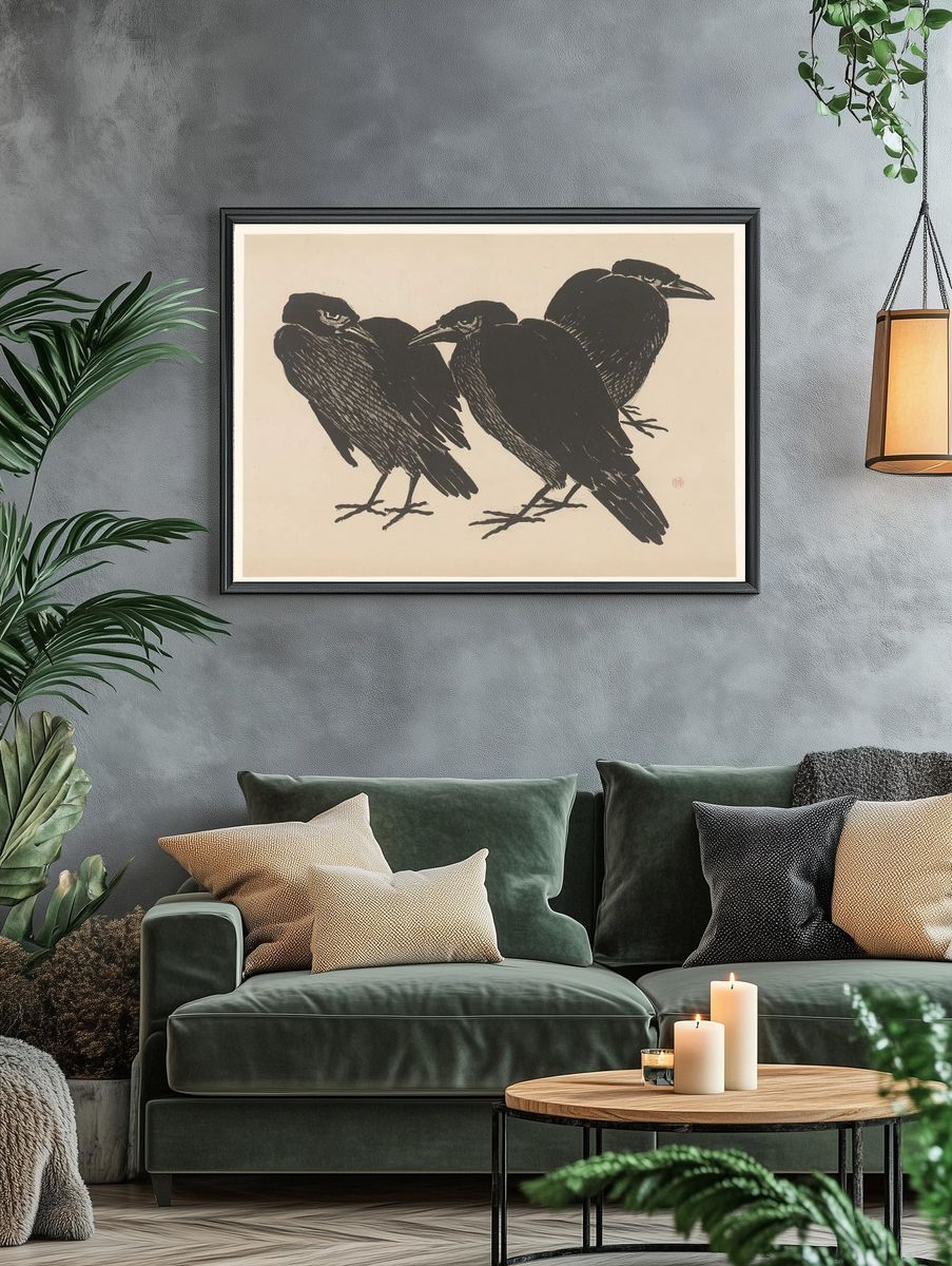 Three Crows — Illustration Print. — room view 4
