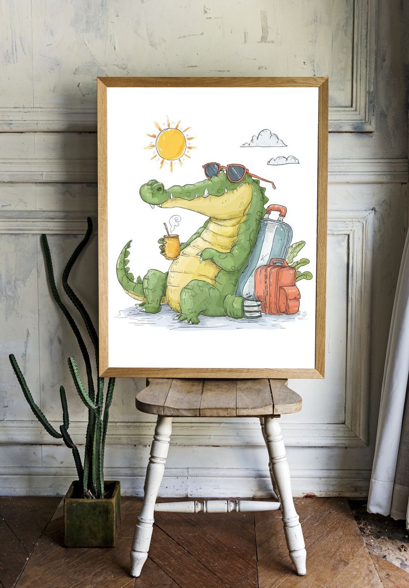 Charming Crocodile — Cartoon Print. — room view 1