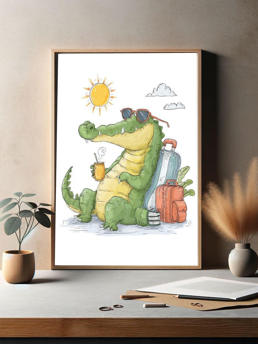 Charming Crocodile — Cartoon Print. — room view 2