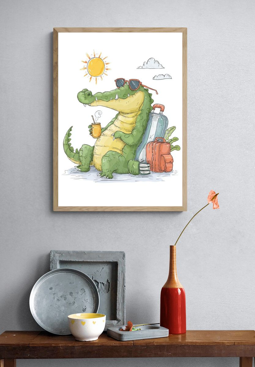 Charming Crocodile — Cartoon Print. — room view 3