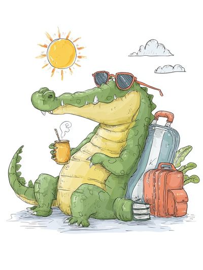 Charming Crocodile — Cartoon Print. poster