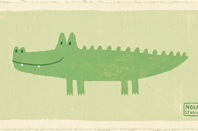 Green Crocodile Illustration Poster.