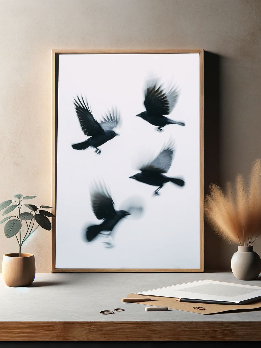 Flying Crows — Photography Print. — room view 2
