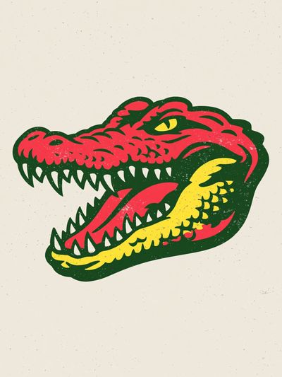 Crocodile Head Retro Illustration Poster.
