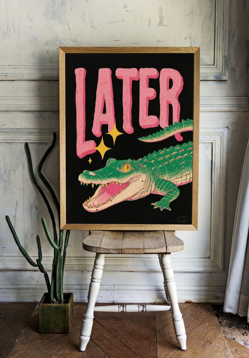Later Crocodile Retro Poster. — room view 1