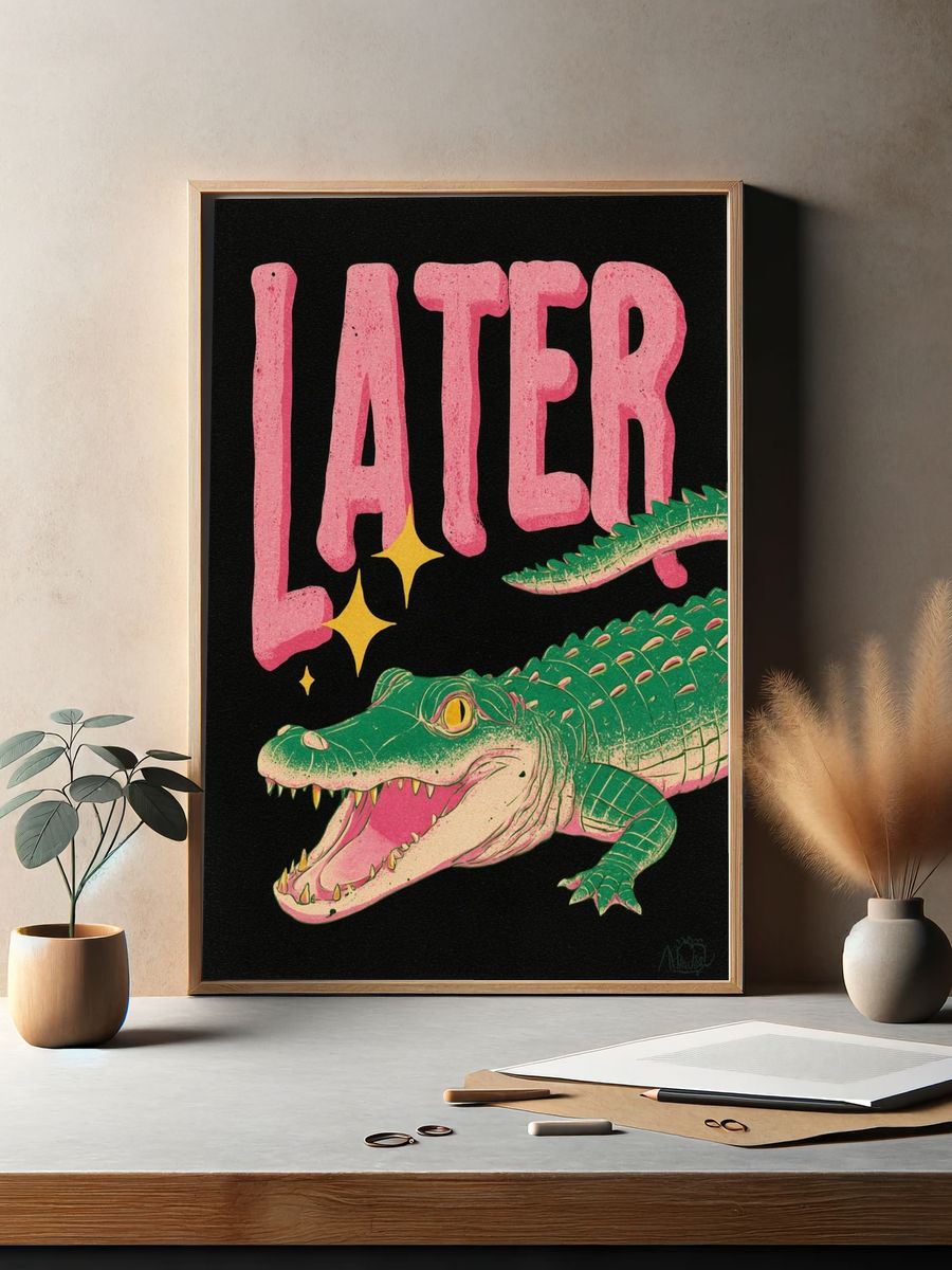 Later Crocodile Retro Poster. — room view 2