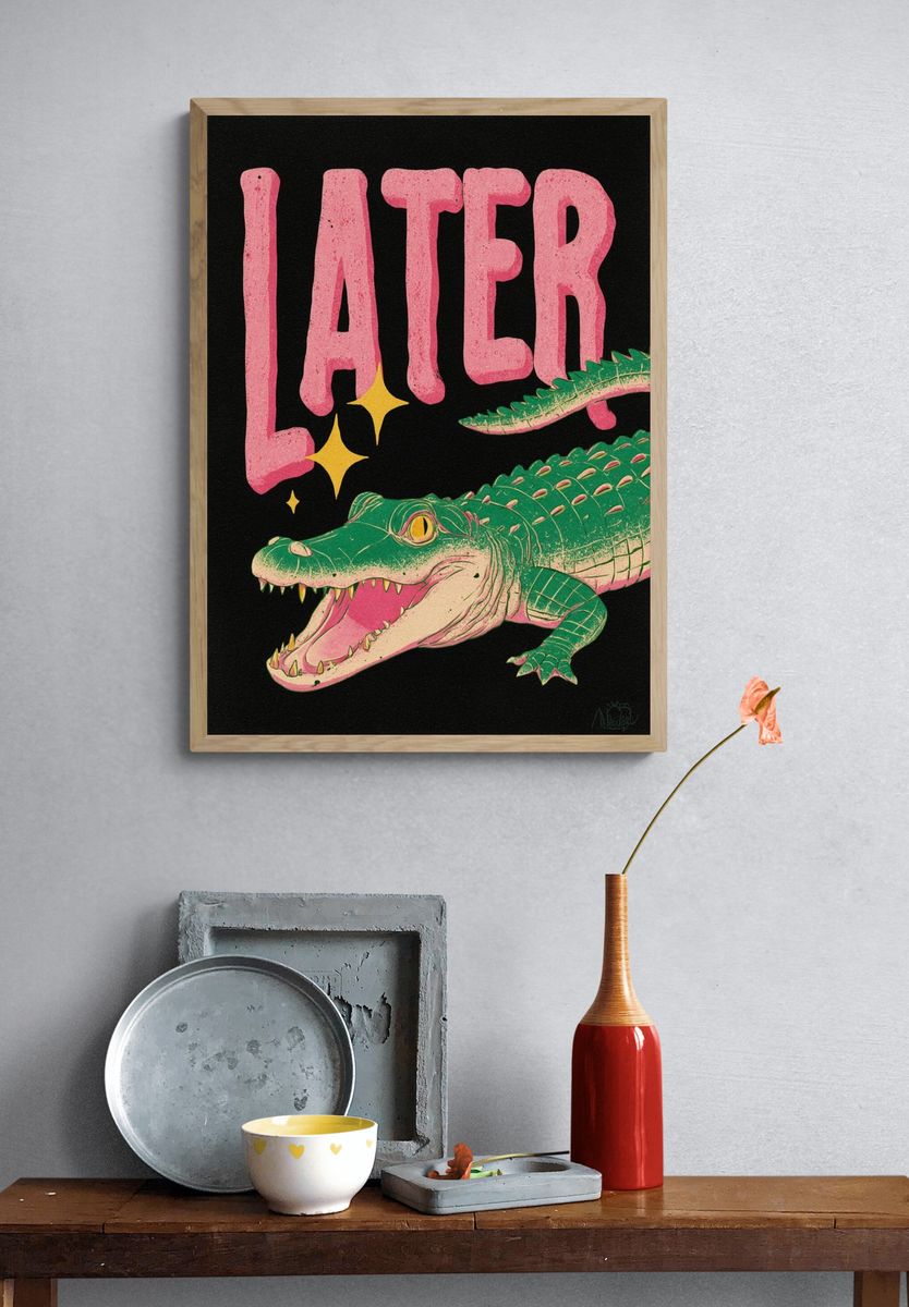 Later Crocodile Retro Poster. — room view 3
