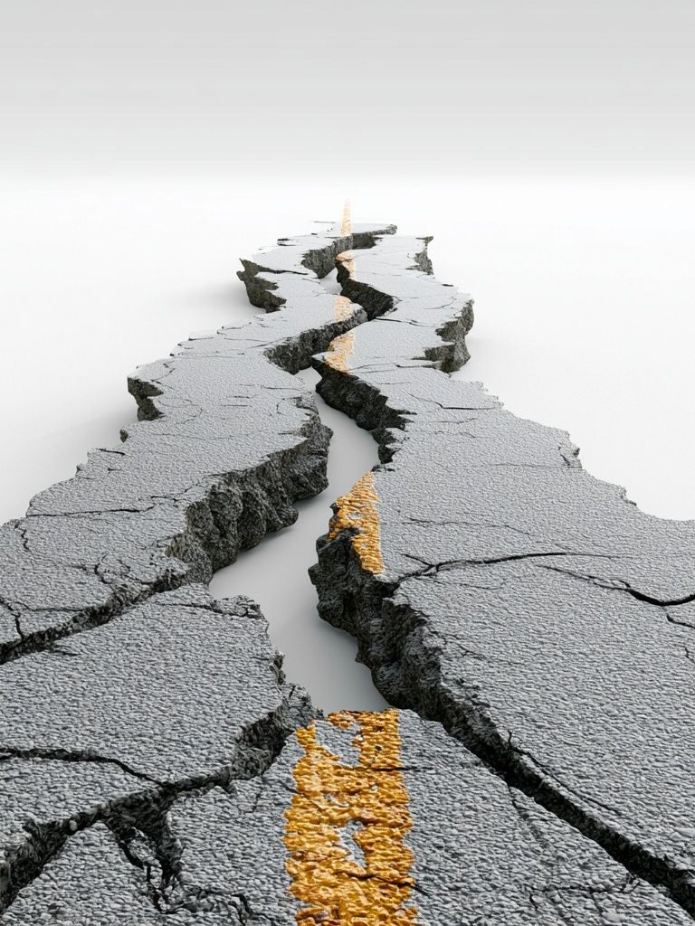 Cracked Roadway Perspective Print. poster detail