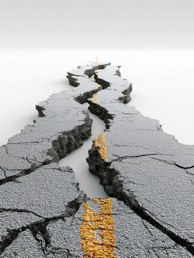 Cracked Roadway Perspective Print.