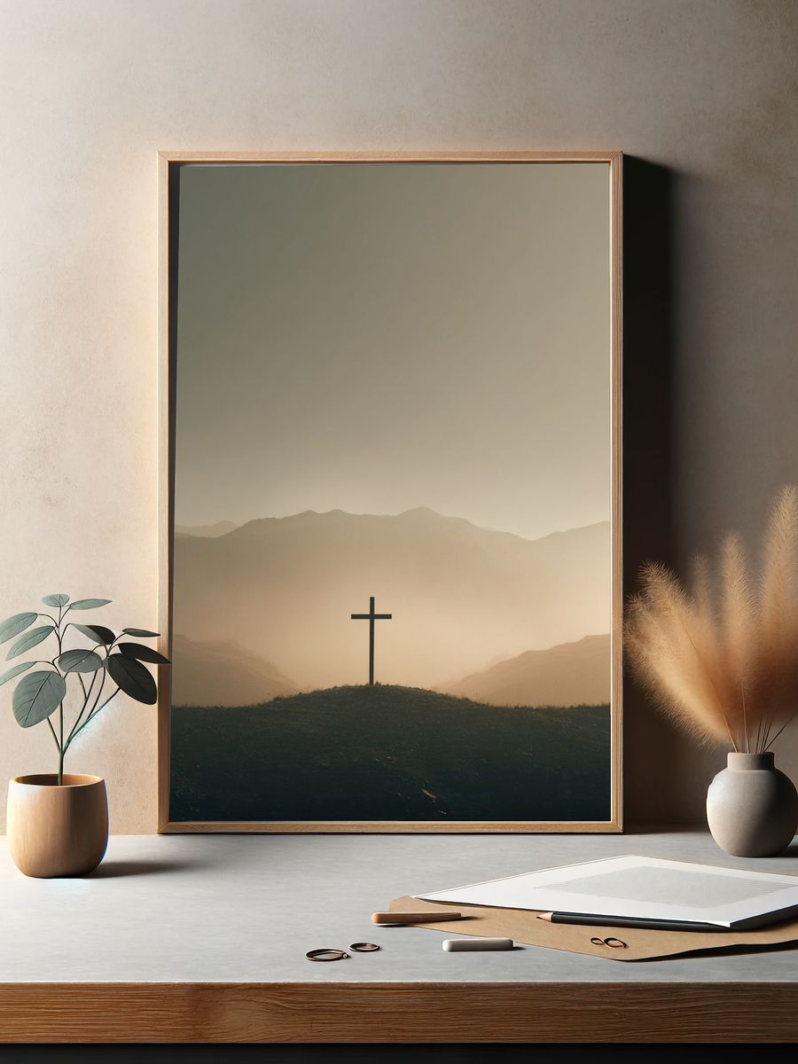 Cross at Dawn Photography Poster. — room view 2