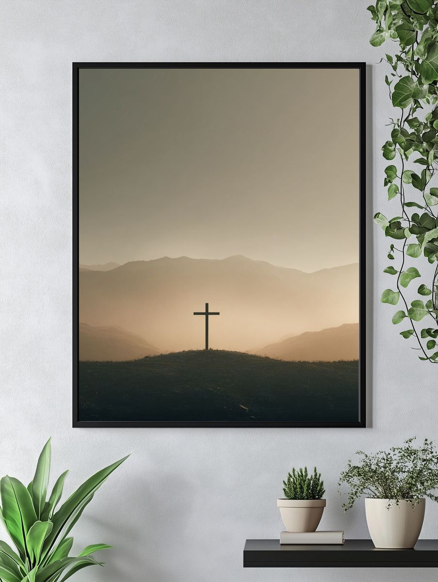 Cross at Dawn Photography Poster. — room view 4