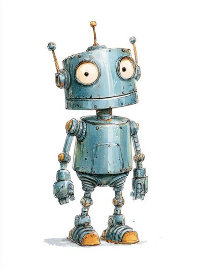 Cute Robot Illustration Poster. poster