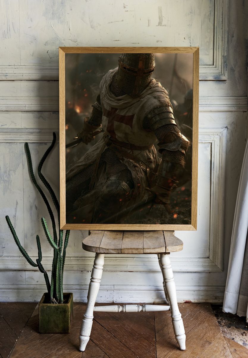 Crusader Knight Digital Art Poster. — room view 1