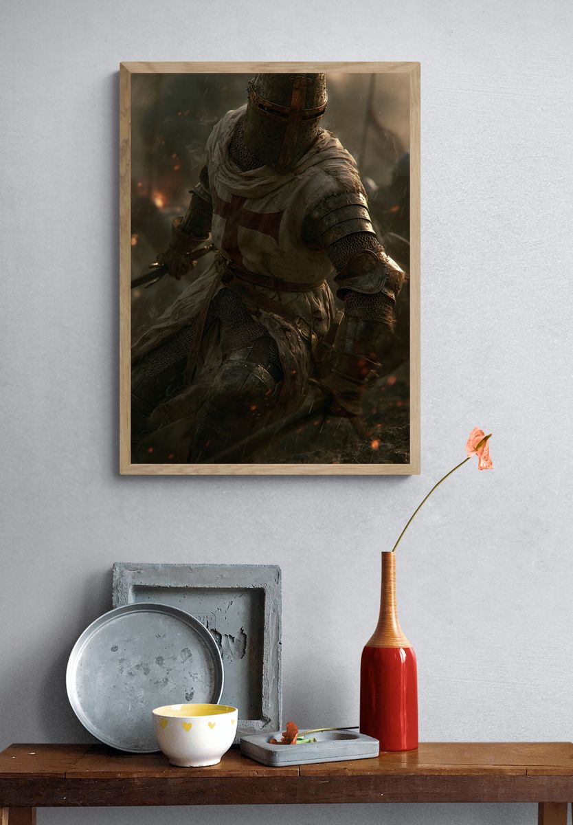 Crusader Knight Digital Art Poster. — room view 3