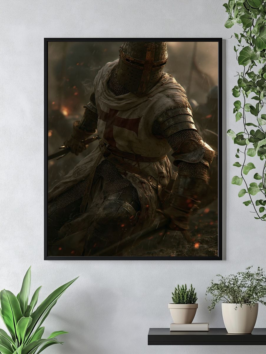 Crusader Knight Digital Art Poster. — room view 4