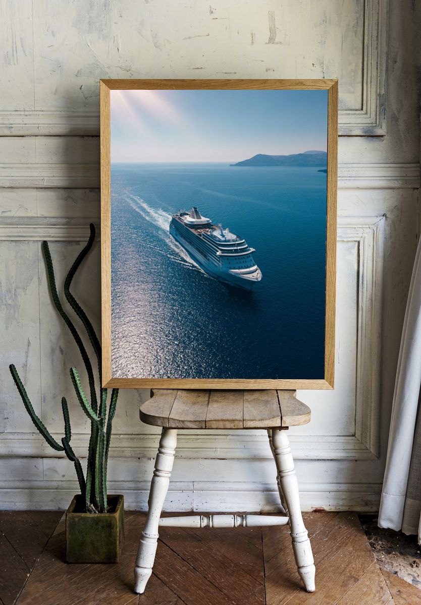 Cruise Ship at Sea Photography Poster. — room view 1