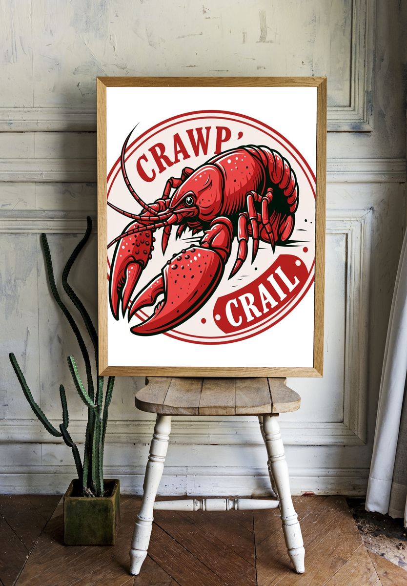 Crawfish Retro Illustration Poster. room preview
