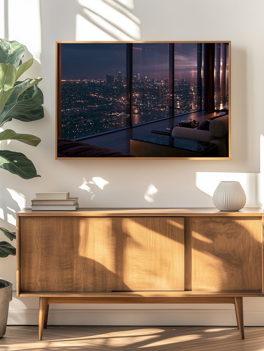 City Skyline at Dusk Photography Poster. — room view 3