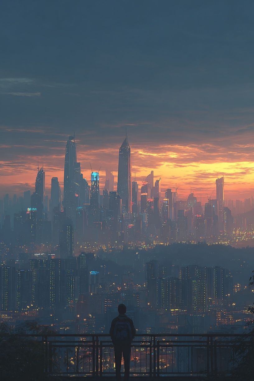 City Skyline at Dusk — Photography Print. poster detail