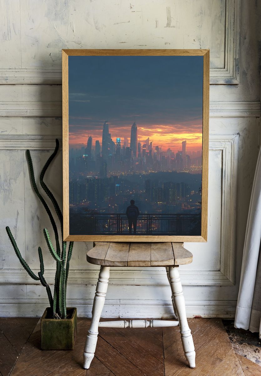 City Skyline at Dusk — Photography Print. — room view 1
