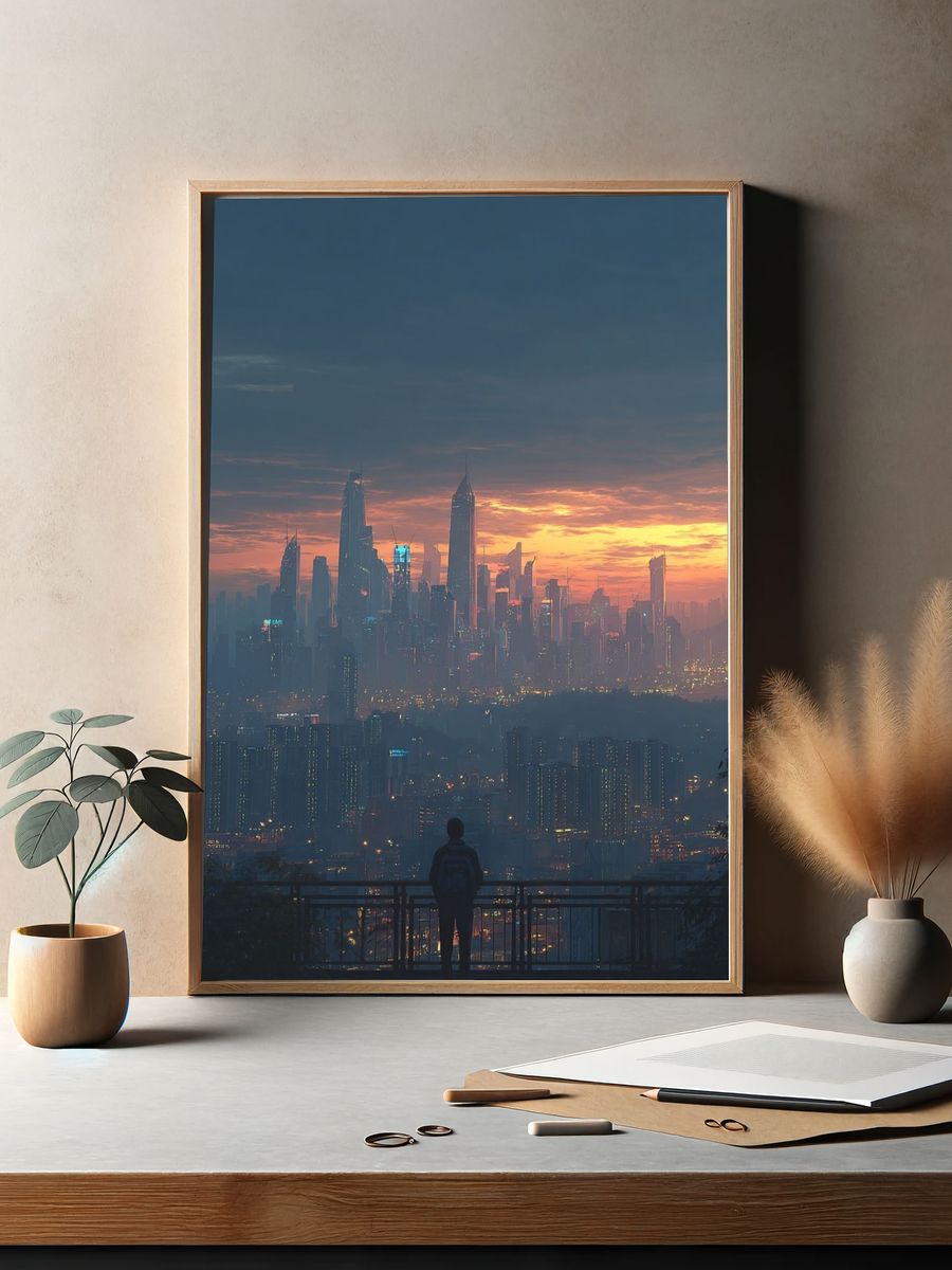 City Skyline at Dusk — Photography Print. — room view 2