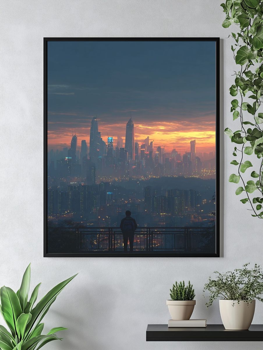 City Skyline at Dusk — Photography Print. — room view 4