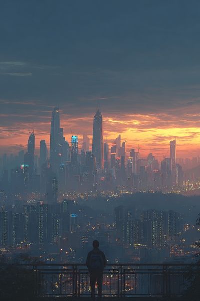 City Skyline at Dusk — Photography Print. poster print