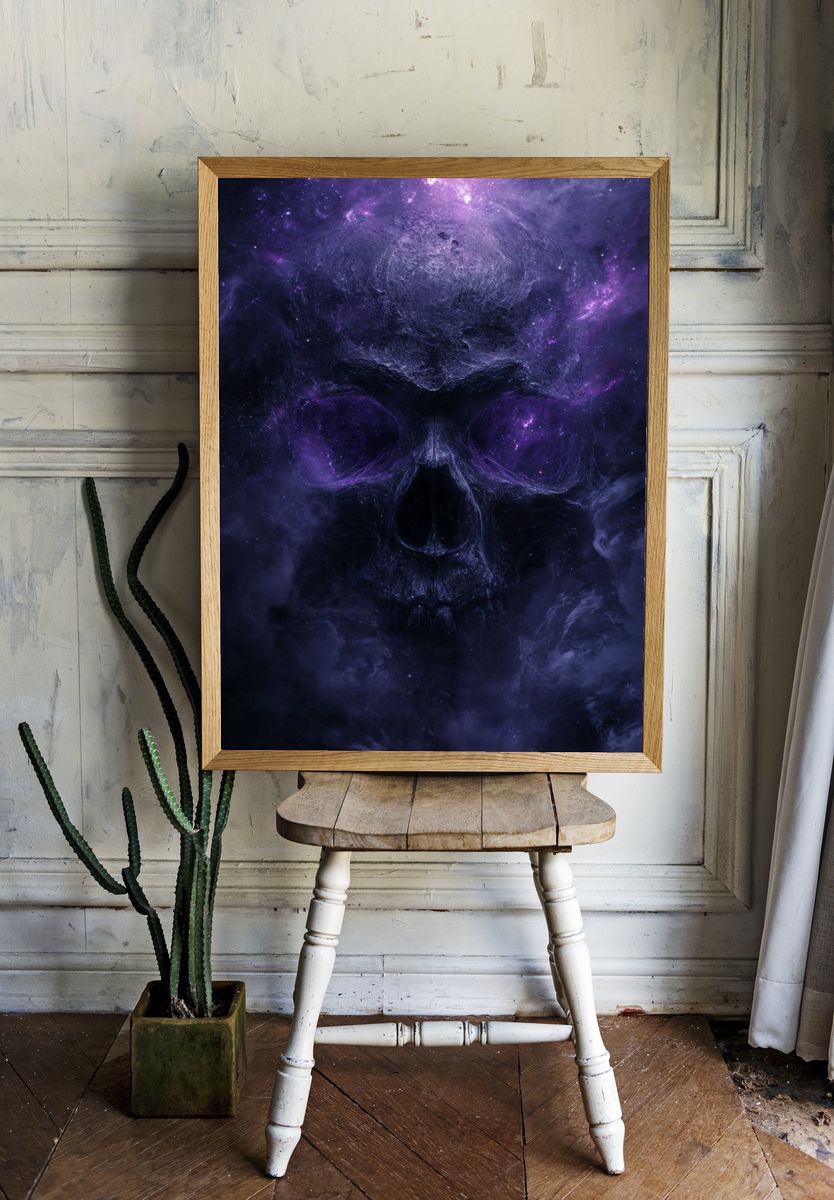 Cosmic Skull Digital Art Poster. room preview