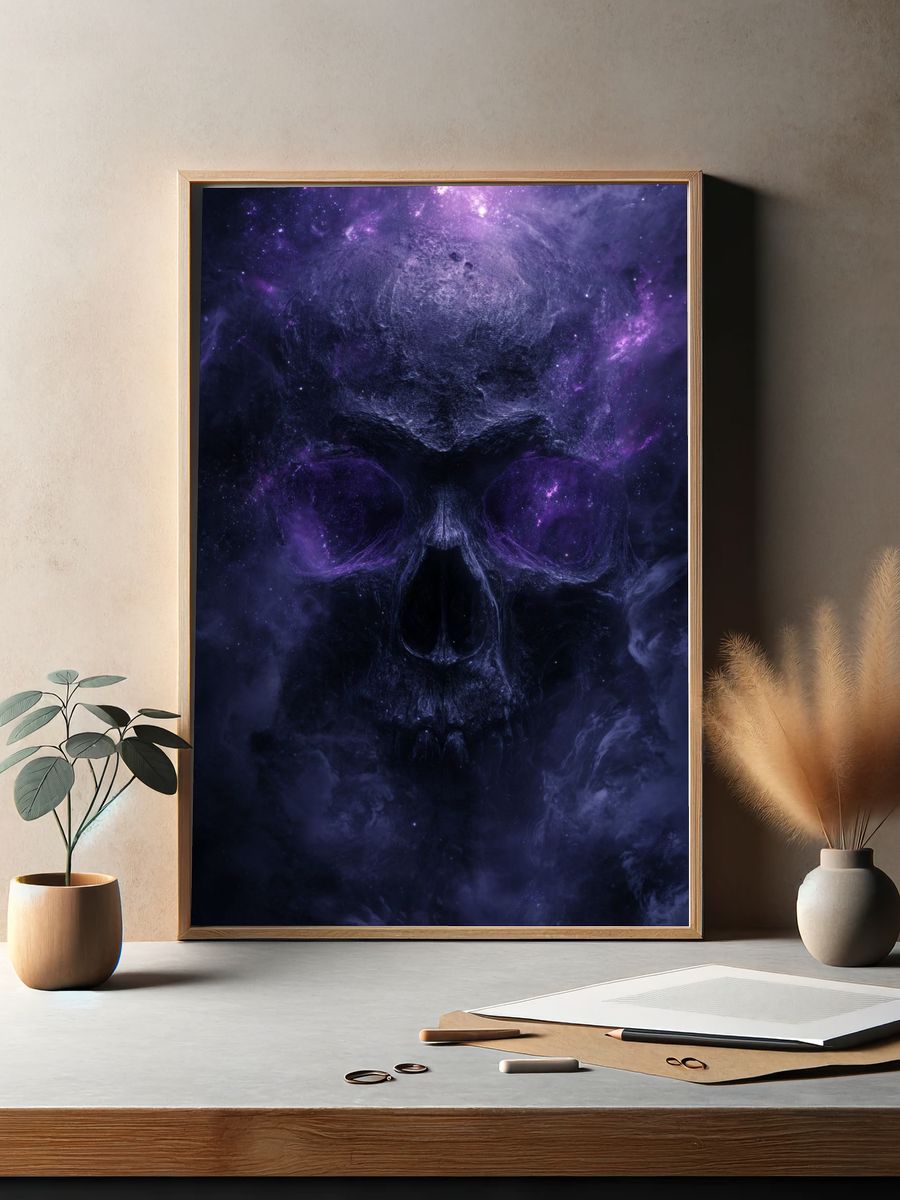 Cosmic Skull Digital Art Poster. — room view 2