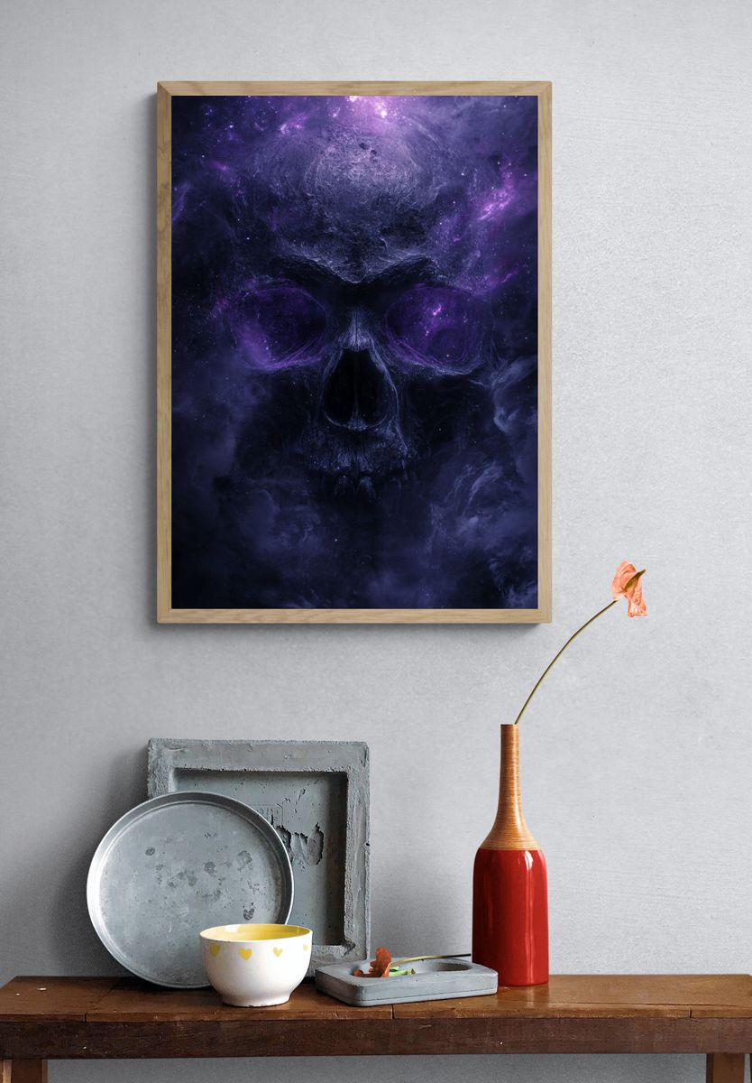 Cosmic Skull Digital Art Poster. — room view 3