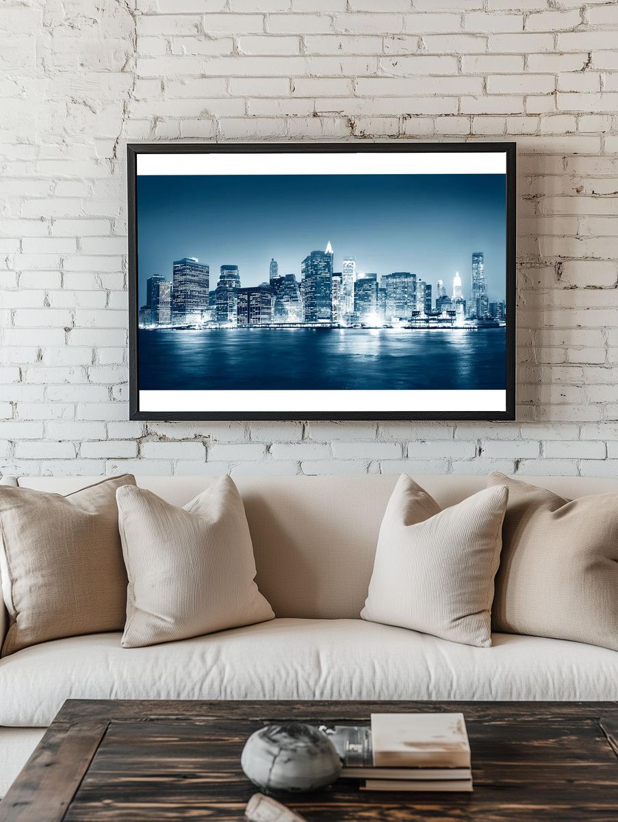 City Skyline at Night — Photography Print. — room view 1