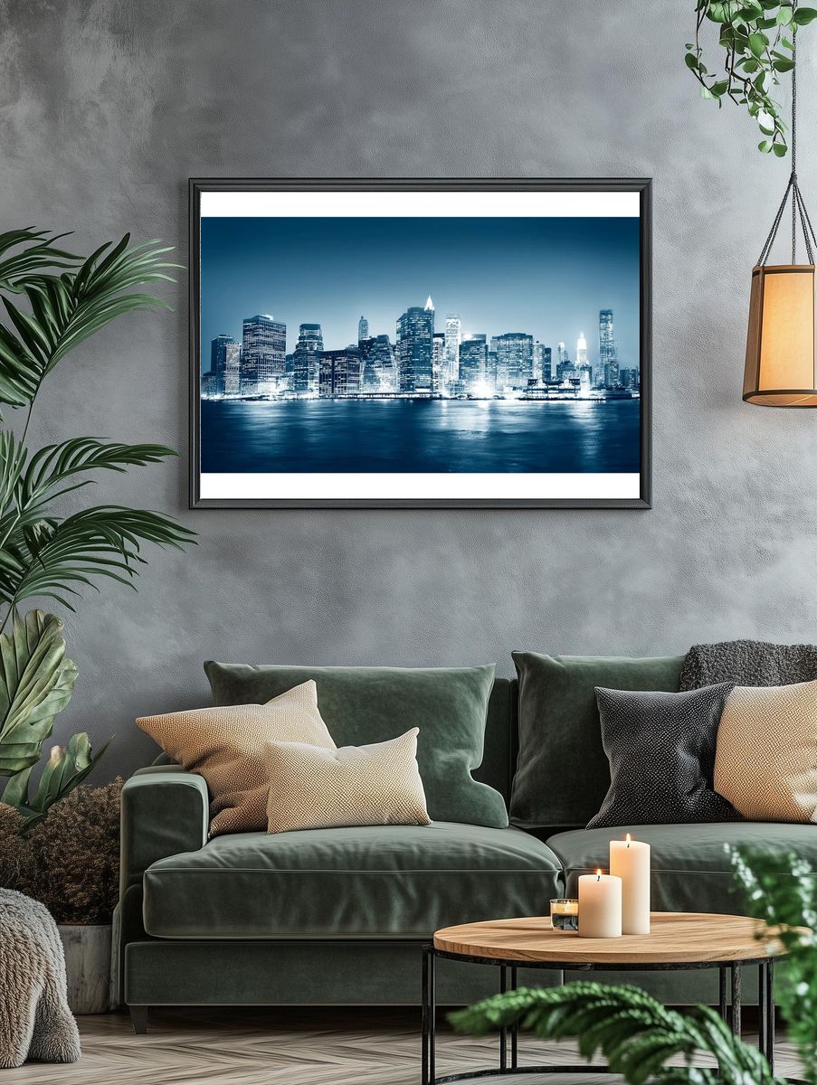 City Skyline at Night — Photography Print. — room view 4