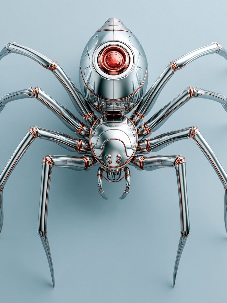 Chrome Spider Digital Art Poster. poster detail
