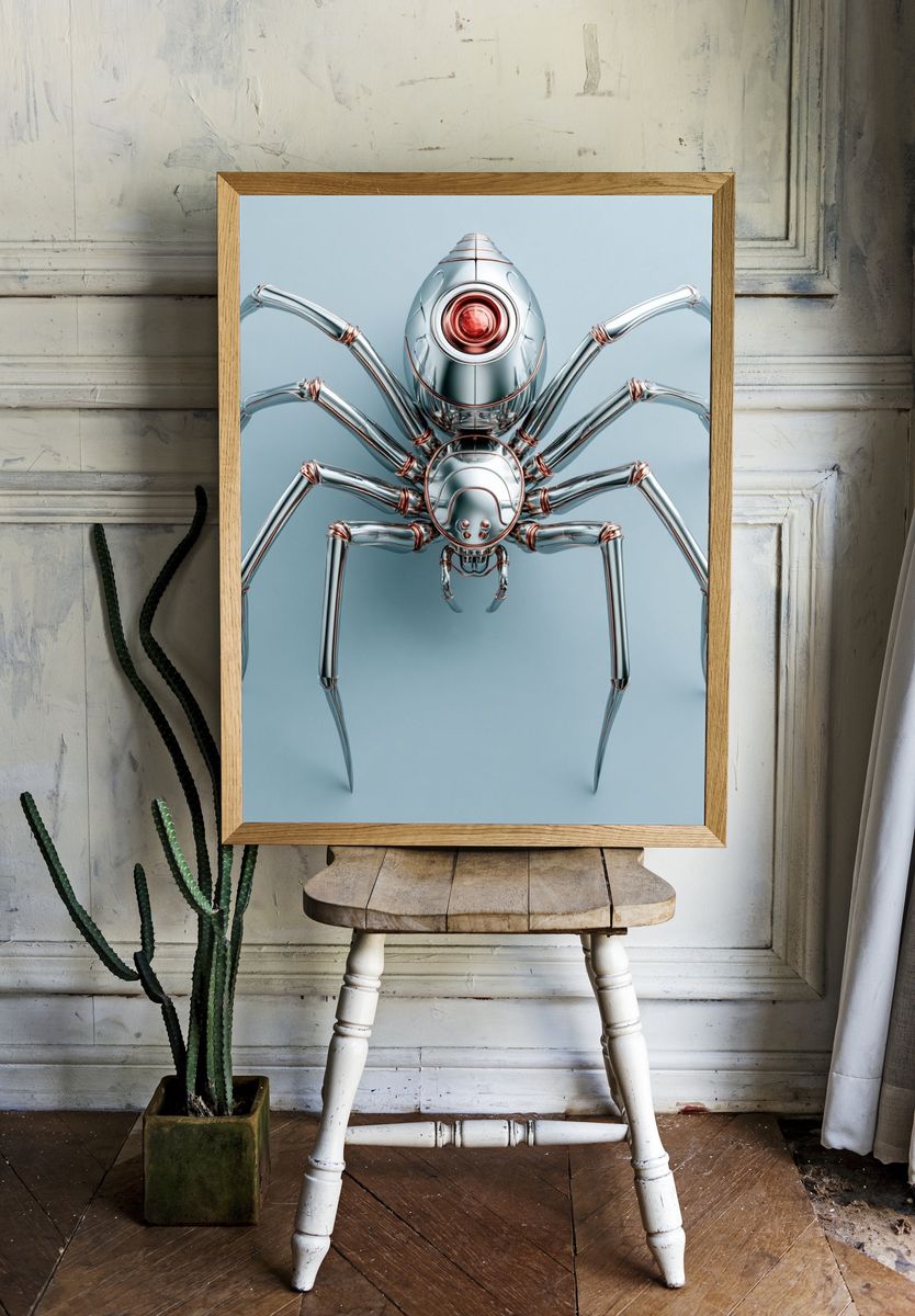 Chrome Spider Digital Art Poster. room preview