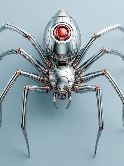 Chrome Spider Digital Art Poster.