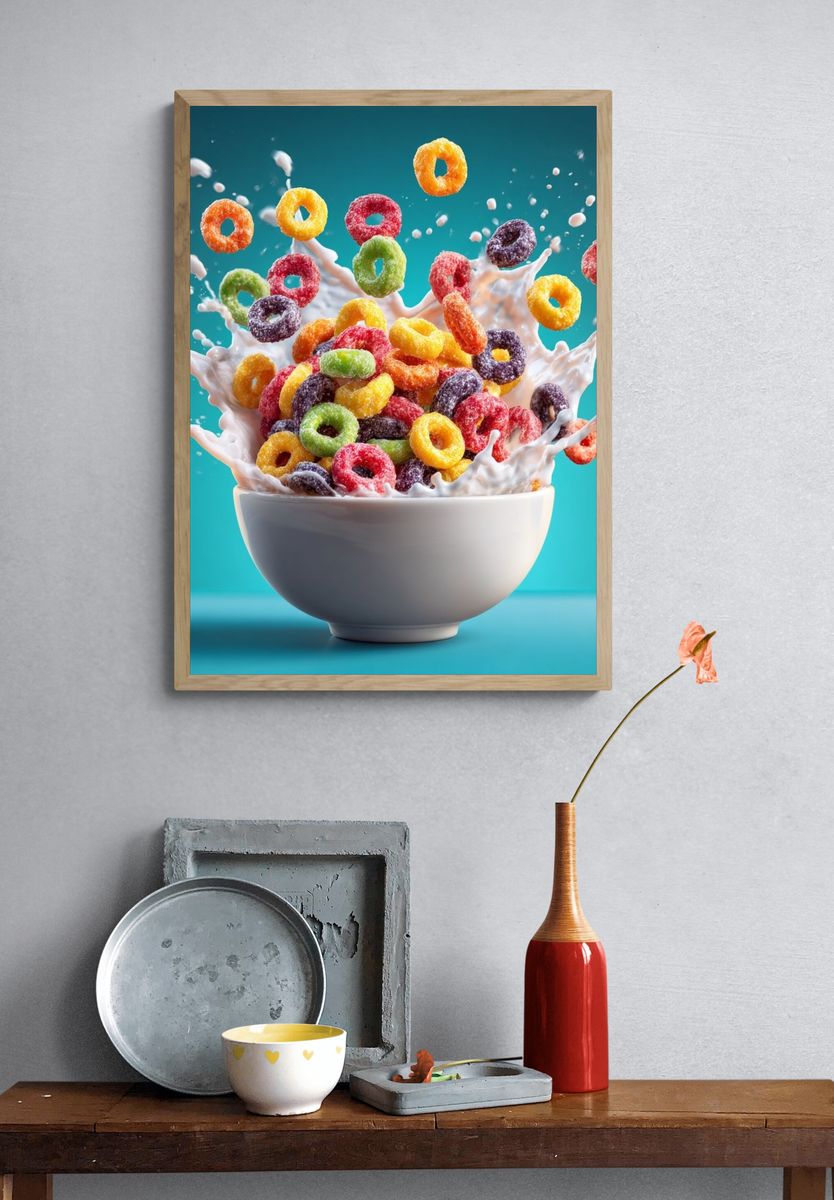 Colorful Cereal Splash Poster. — room view 3