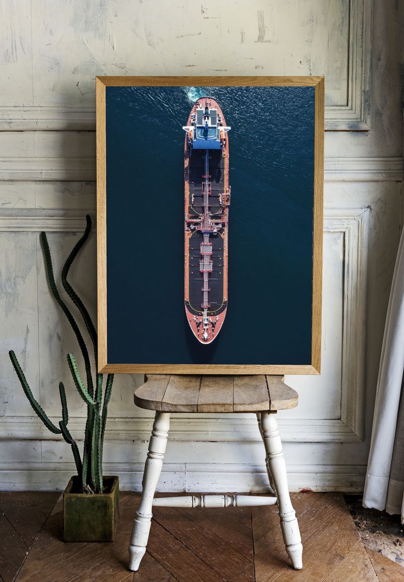Cargo Ship Aerial View Poster. — room view 1